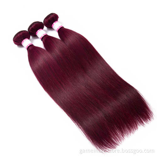 Wholesale Factory 1B 99J bundle With Closure Straight Hair Weave Cuticle Aligned Hair With Frontal